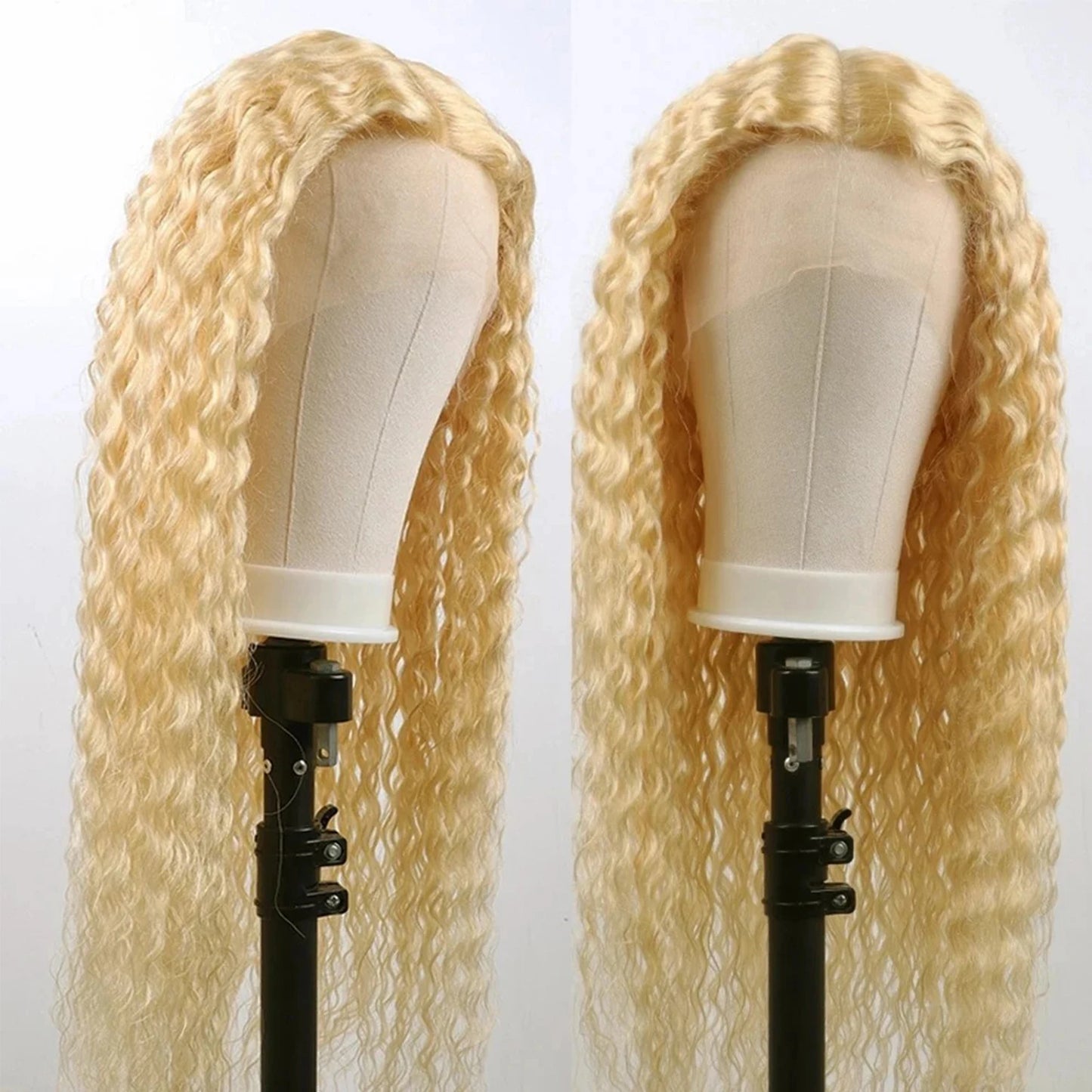 Full Lace Wig for Women #613 Light Blonde Real Remy Human Hair Wig Curly Wave Hair Glueless Bleached Knots Natural Hairline