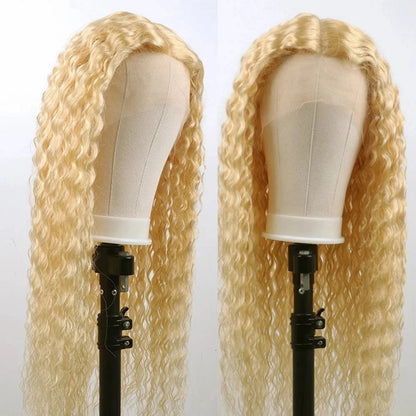 Full Lace Wig for Women #613 Light Blonde Real Remy Human Hair Wig Curly Wave Hair Glueless Bleached Knots Natural Hairline