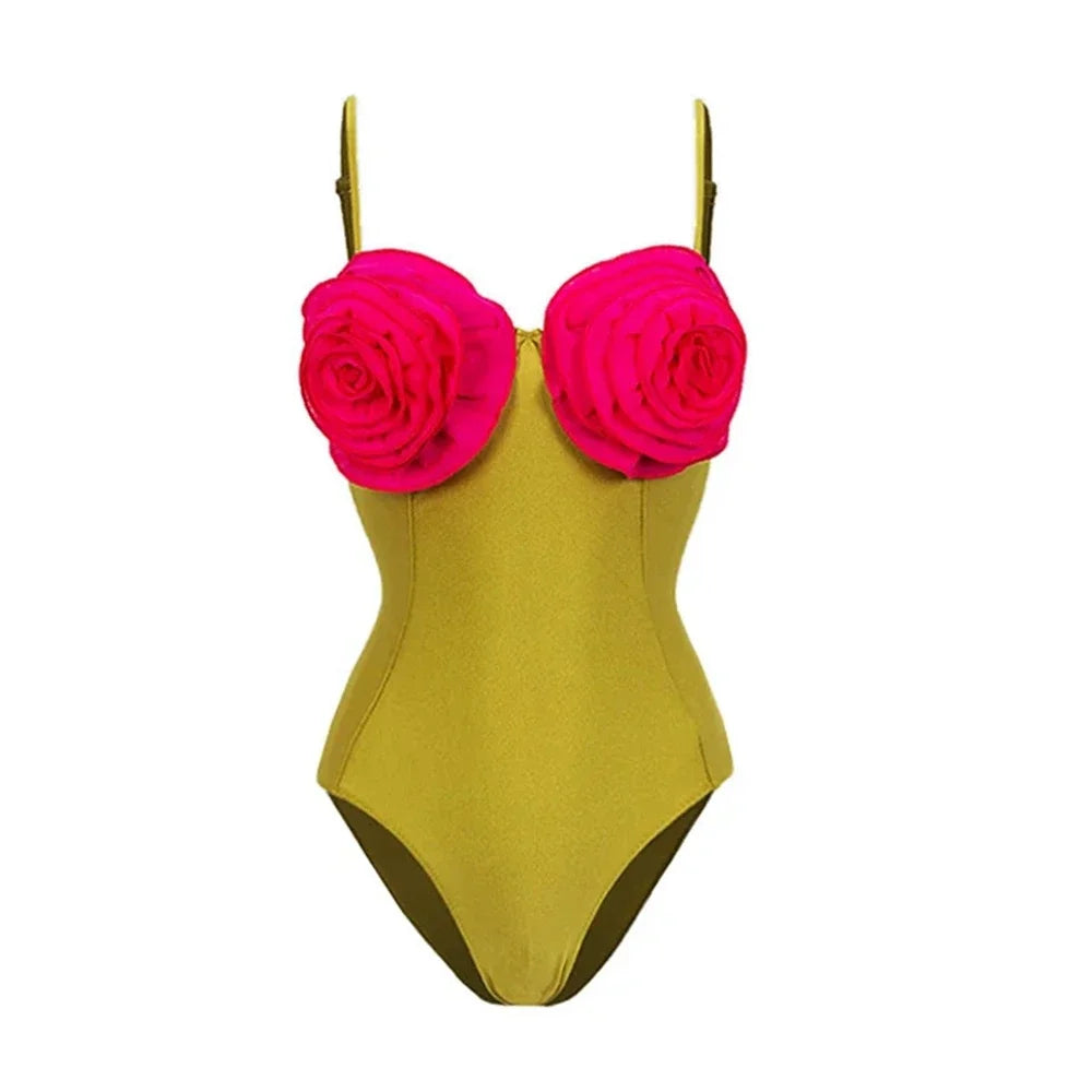 2026 New Sexy White 3D Flower Solid Two Piece Push Up Bikini Set Luxury Swimwear Women Swimsuit Beachwear Summer Bathing Suit