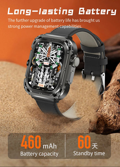 LIGE New 2.1" Ultra HD NFC Bluetooth Call Smart Watch Men Compass GPS Track 460mAH Battery Waterproof Watches For Android IOS