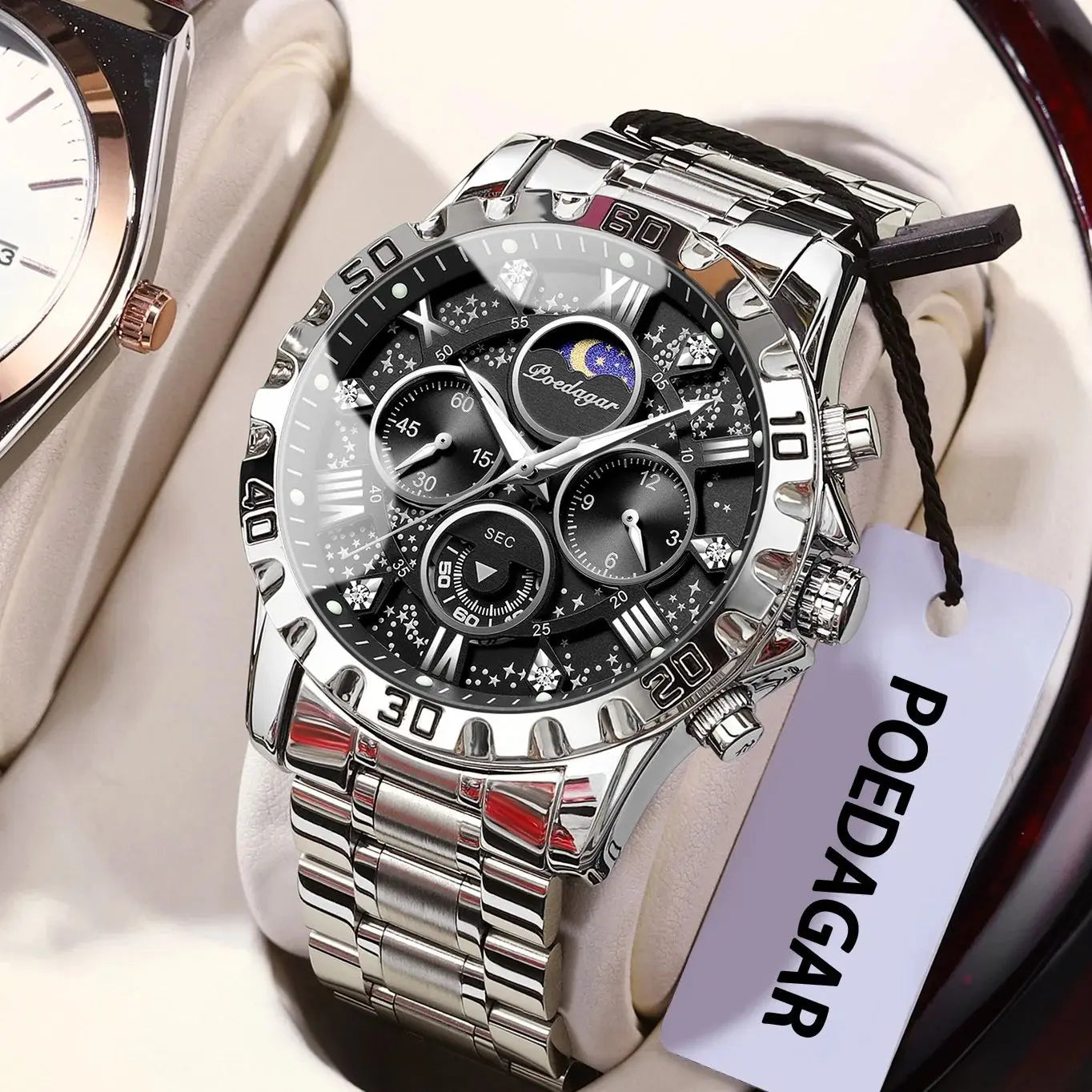 POEDAGAR Luxury Brand Men Watch Chronograph Waterproof Stainless Steel Luminous Male Watch Quartz Fashion Watches For Men Reloj
