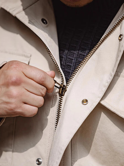 M65 Field Jacket, Men's Military Jacket, Retro Multi Pocket Collar Zipper Jacket, 100% Cotton