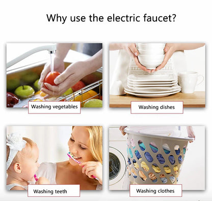 3000W Instant Electric Faucet Heater Tap Display Temperature Tankless Water Heater for Kitchen and Bathroom EU/UK/AU Plug 220V