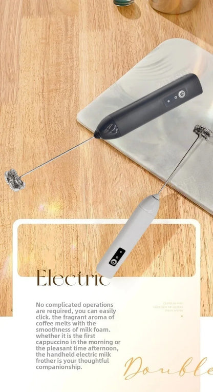 MINI Milk Frother USB Rechargeable 3 Speeds Foam Maker Coffee Whisk Mixer Electric Handle Blender Egg Beater Hot Cooking Tools