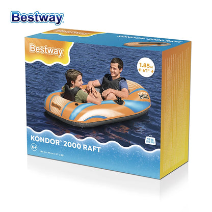 Bestway 61136/61140/61142/61146 1-3 Person Heavy Duty Inflatable Kayak - Long Lasting PVC Rafting Adventure Boat for Thrilling