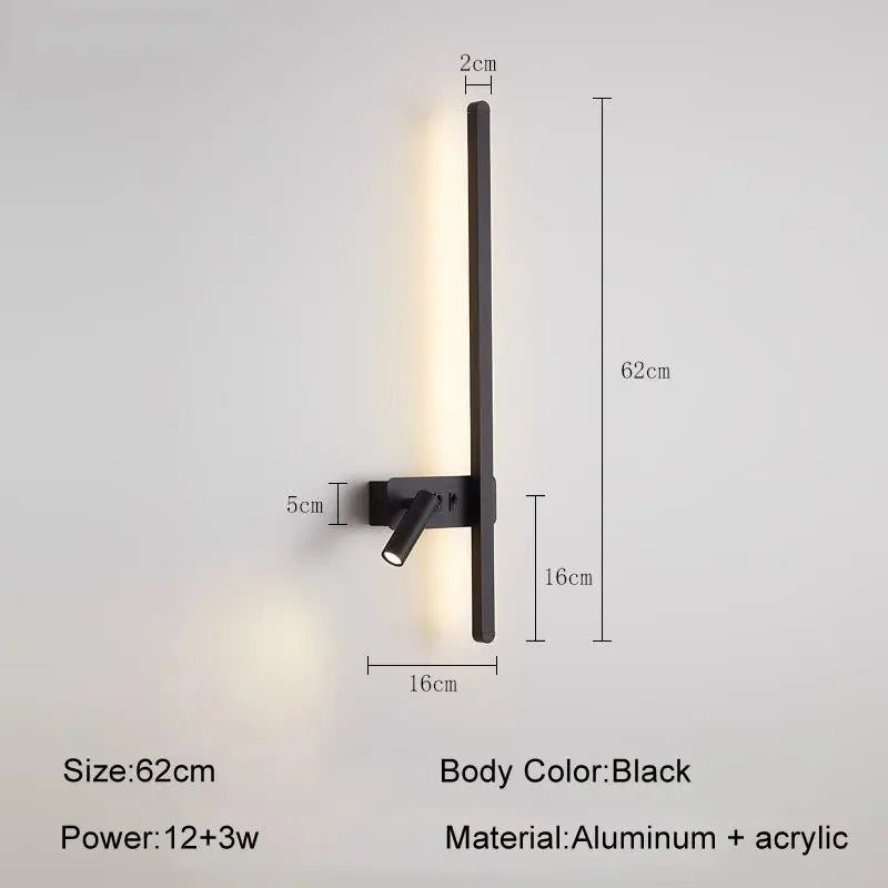 Modern Simple Long LED Wall Lamp Creative Rotatable Spotlights Living Room Bedroom Bedside Lighting Background Wall Home Decor