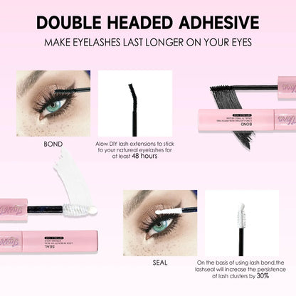 DIY Cluster Extension Lashes Kit 240 Bunches Individual Lashes Set Wispy Fluffy False Eyelashes with Glue and Tweezer