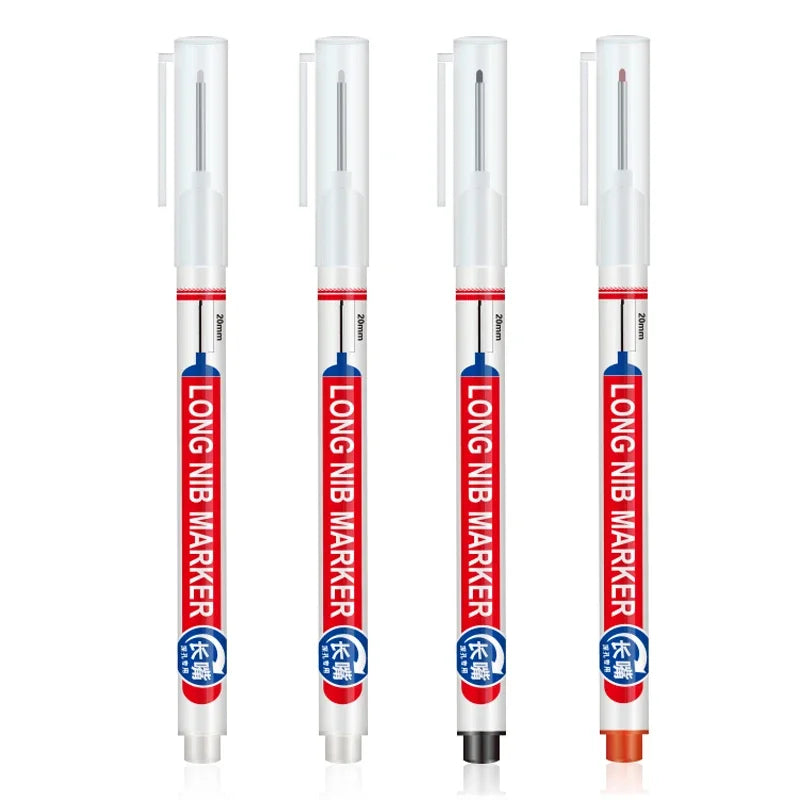 4Pcs/Set 20mm Deep Hole Long Nib Head Markers For Metal Perforating Pen Waterproof Bathroom Woodworking Decoration Multi-Purpose