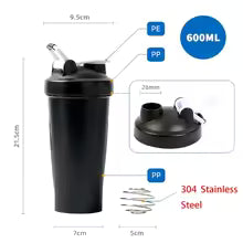 Portable Protein Shaker 600ml Fitness Bottle