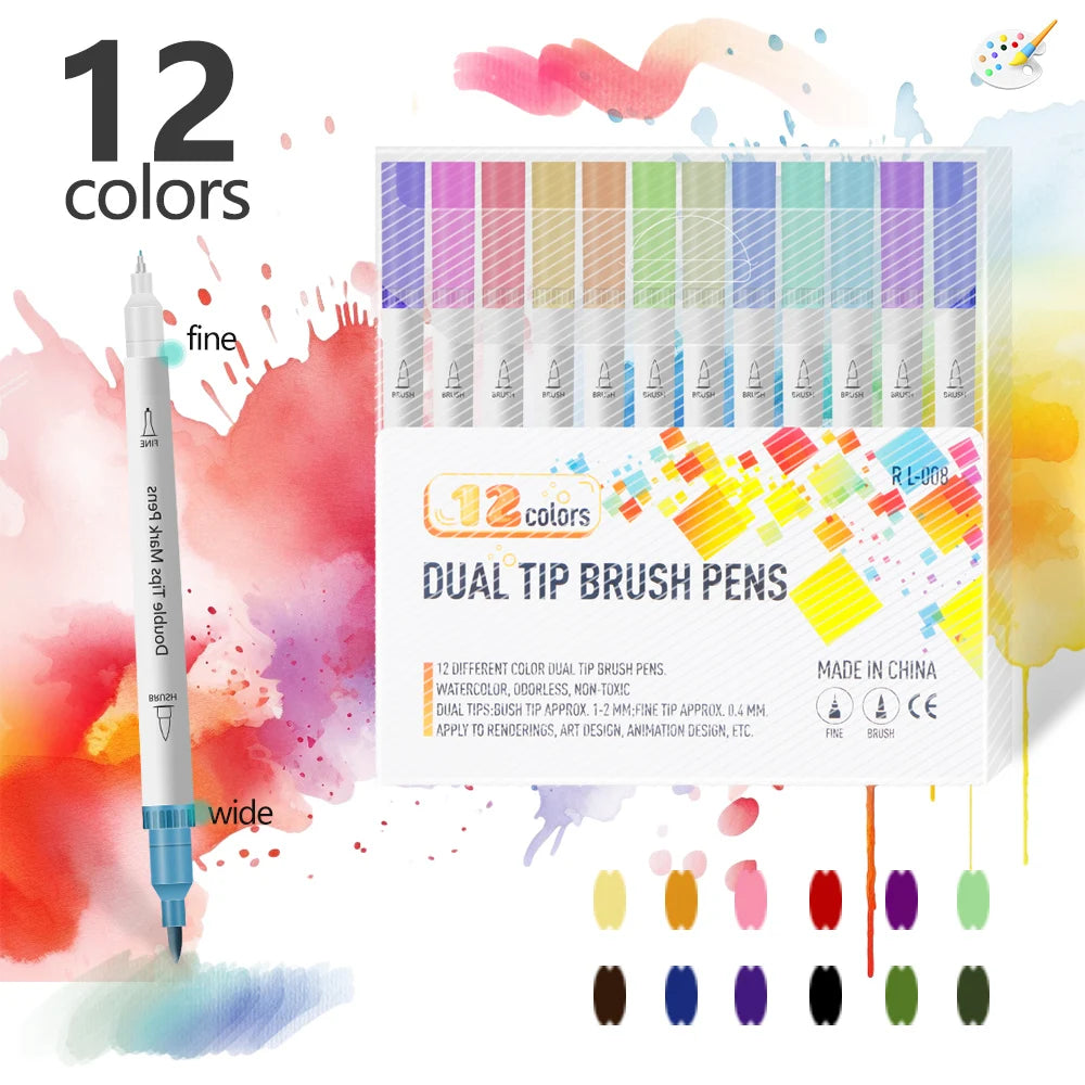 12-72 Colors Art Markers – Waterproof & Quick-Drying | For DIY Painting on Stone, Wood, Paper | Art Stationery & School Supplies