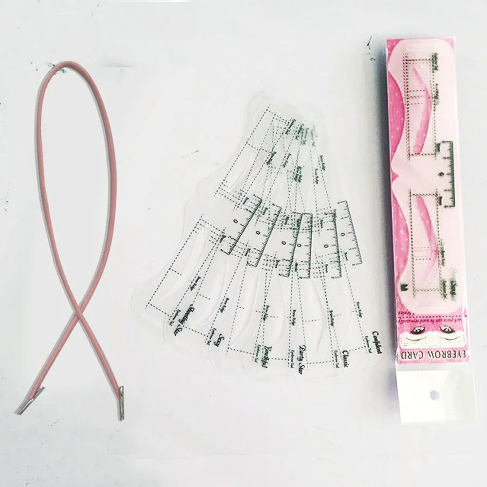 Reusable Eyebrow Shaper DIY 6PCS Set Soft Ruler Brow Definer Eyebrow Stamp Card Soft Ruler Stencil Shaping Makeup Tool