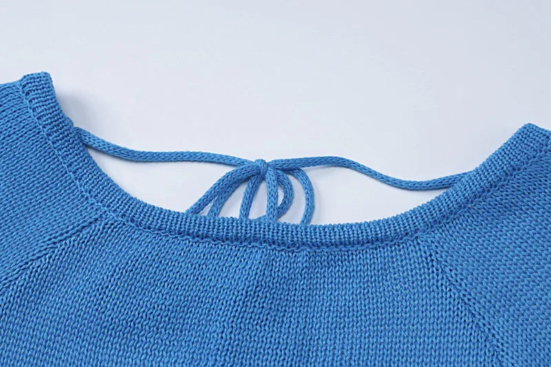 2026 Women Ins Style Sexy Backless Neck-hanging Long Sleeve Fishtail Dress Knit Beachwear Summer Swimsuit Bikini Cover-ups A2825