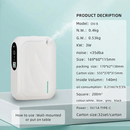 Scent Machine Wall Mounted Professional Aroma Diffuser Bluetooth Smell Distributor Electric Smell for Home Fragrance Diffuser