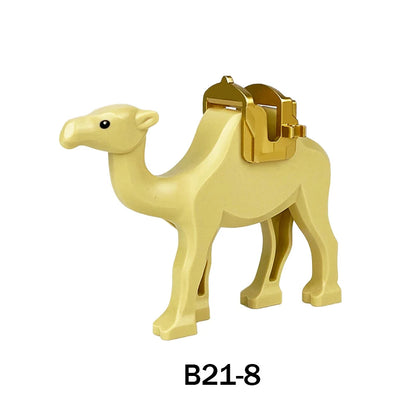 City Animal Zoo Farm Series Building Blocks Street View Panda Brown Bear Cat Pig Long Wool Sheep Cow Cattle Pet Bricks Toys Kids