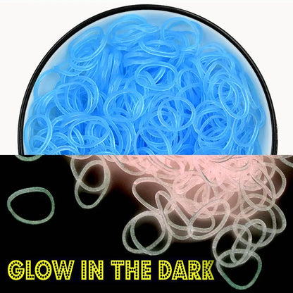 600Pcs New ColorTransparent  Fluorescence Glow Bracelets Making Supplies DIY Rubber Loom Bands Wrist Necklaces Child Party Toys