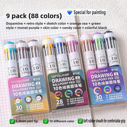 Languo 120 Color Ballpoint Pen 0.8mm Cartoon Soft Grip Press Multicolor Writing Pen for Drawing Overlay School Office Supplies