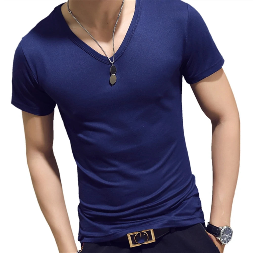 7 Colors Slim Man's T-shirt Short Sleeve Streetwear Gym Clothing Tee Top Plain Running Shirt Camiseta Masculina Tee Shirt Homme