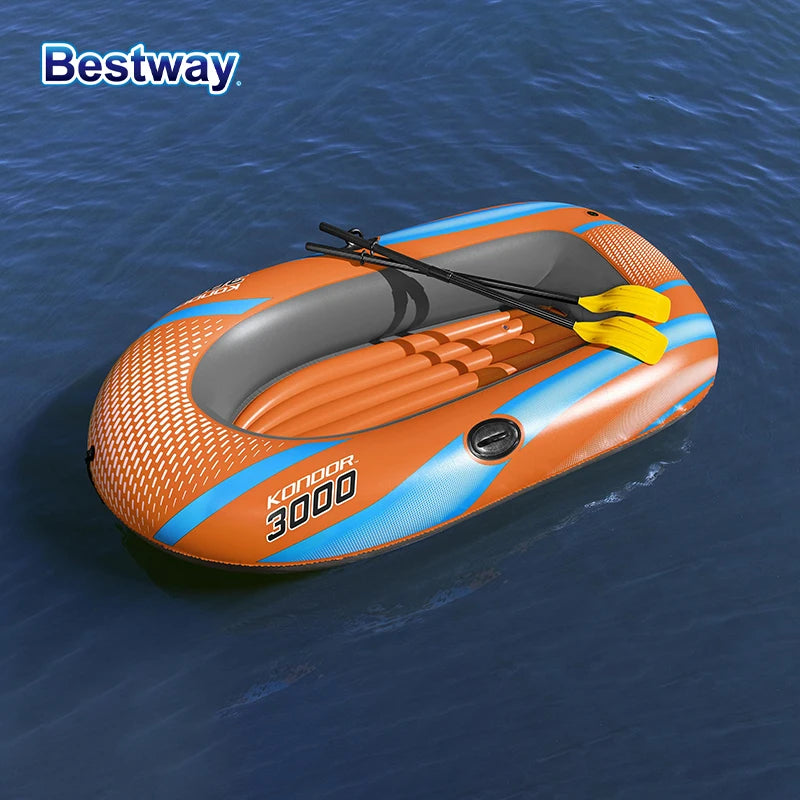 Bestway 61136/61140/61142/61146 1-3 Person Heavy Duty Inflatable Kayak - Long Lasting PVC Rafting Adventure Boat for Thrilling