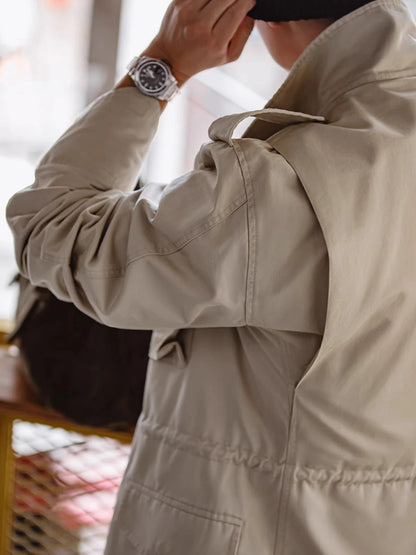 M65 Field Jacket, Men's Military Jacket, Retro Multi Pocket Collar Zipper Jacket, 100% Cotton