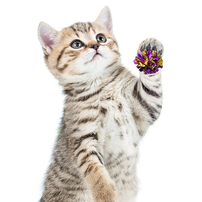 1/5/10/20PCS Cat Colorful Crinkle Balls 5.5cm Cat Dog Interactive Toys Cat Sound Tin Ringing Paper Pet Supplies Random Color