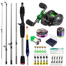 Fishing Rod and Reel Full Kit 5Section Rod and Aluminium Spool Reel for Freshwater Bass Fishing Set