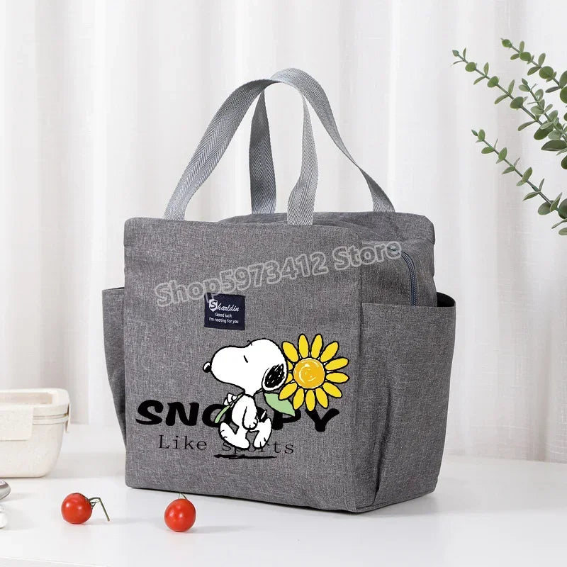 Snoopys Portable Lunch Drink Carrier Insulated Bag Fresh Cooler Pouch Food Thermal Box Tote Picnic Container Bags Cute Kids Gift