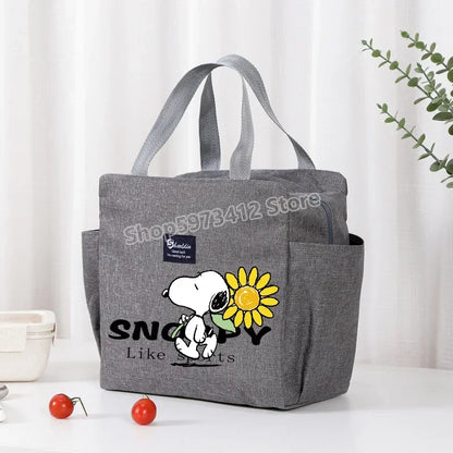 Snoopys Portable Lunch Drink Carrier Insulated Bag Fresh Cooler Pouch Food Thermal Box Tote Picnic Container Bags Cute Kids Gift