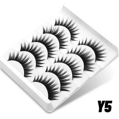 GROINNEYA 5/7 pairs Eyelashes  Manga Lashes  Natural False Lashes Fluffy Soft Cross  Fairy Little Devil Lashes Extension Makeup