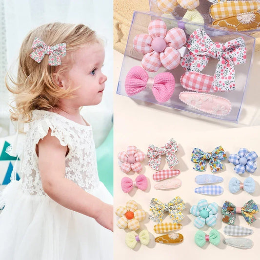 5/7pcs Baby Girl Hair Clips Set Cute Floral Bow Bunny Princess Hairpin for Toddler Girl Lovely Bang Side Clip Hair Accessories