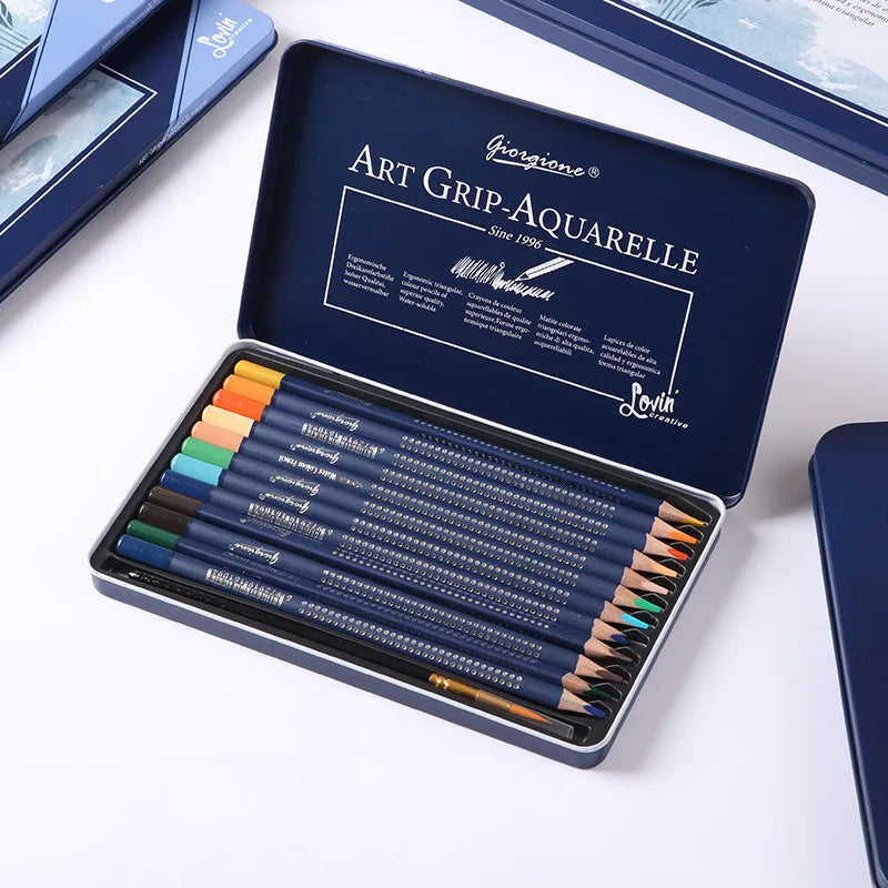 Professional Watercolor Pencil Set 12/36/48/72/120 Coloured Pencils Water Soluble Sketching Pencils with Brush Art Supplies