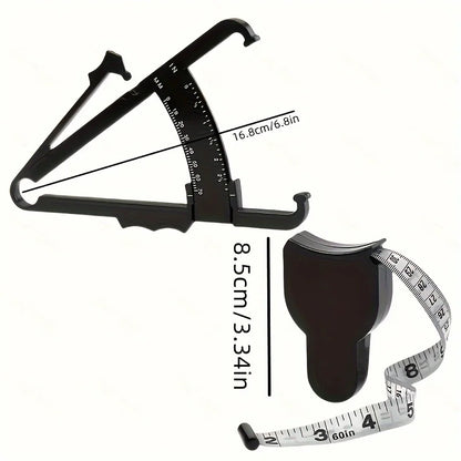 1 Set Body Fat Measuring Device and Waist Tape Combination-Handheld Fat Meter and Tape Measure,Portable Fitness Measurement Too