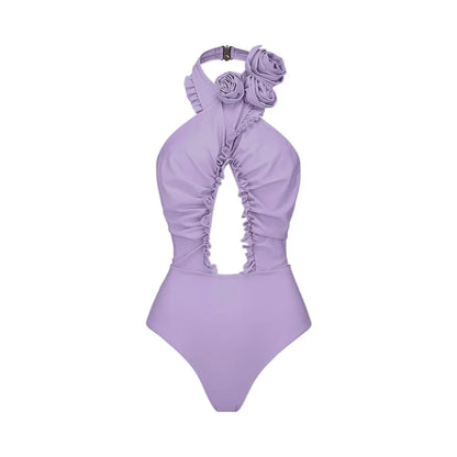 2026 New Sexy White 3D Flower Solid Two Piece Push Up Bikini Set Luxury Swimwear Women Swimsuit Beachwear Summer Bathing Suit