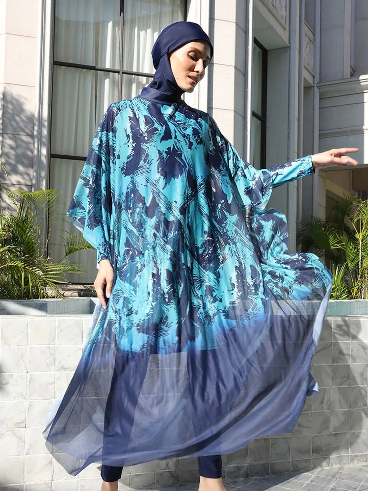 3/4PCS Muslim Burkini Women femmes Swimming Suit Modest Swimwear Islamic Long Sleeve Full Cover Hijab , Quick Drying, UPF50+