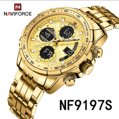 NAVIFORCE Luxury Original Sports Wrist Watch For Men Quartz Steel Waterproof Dual Display Military LED Digital Watches Relogio