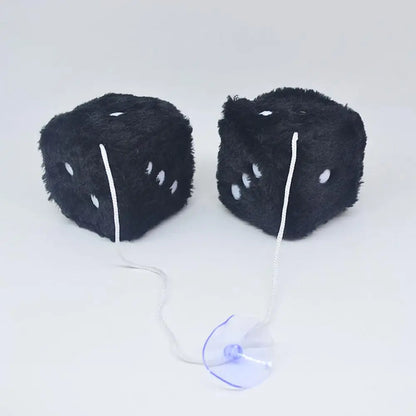 Big Long Hair Hot Stamping Dot Dice Plush Toy Cube Pendant Car Ornament Sieve Anime Car Decoration Accessories Auto Pendant