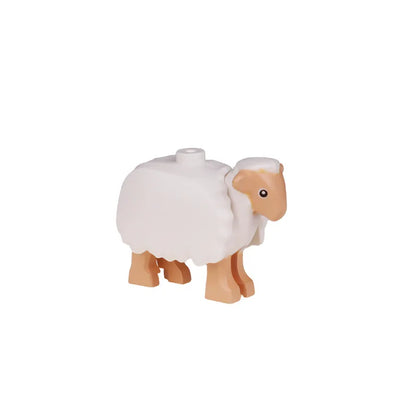 City Animal Zoo Farm Series Building Blocks Street View Panda Brown Bear Cat Pig Long Wool Sheep Cow Cattle Pet Bricks Toys Kids