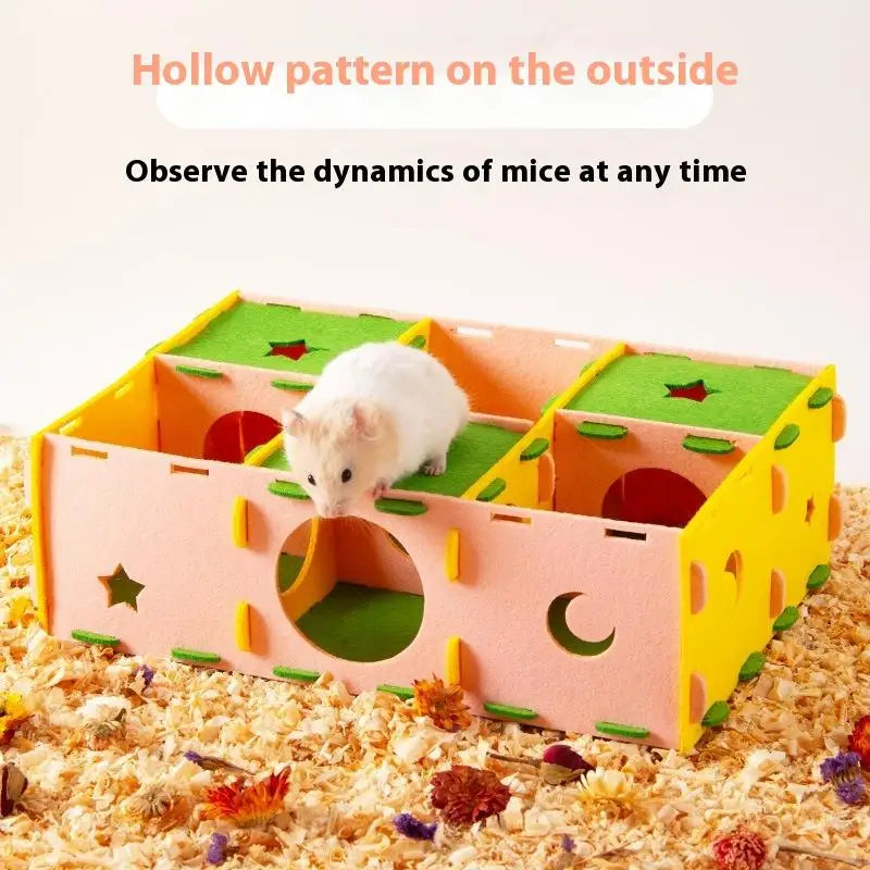 〔CC11〕Removable Felt Maze Hide Nest Hamster Passage Little Pet Nest Sugar Glider Hamster Golden Bear Pet Toy Indoor Pet Supplies