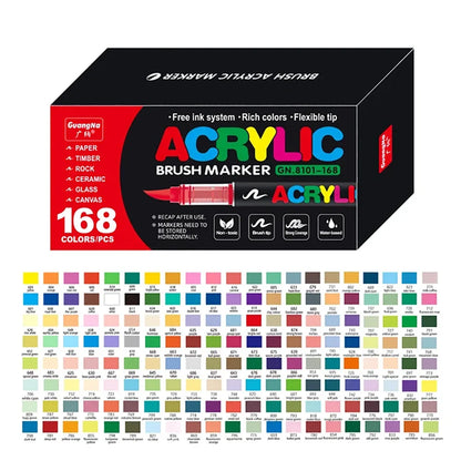 Guangna 360 288 Colors Acrylic Markers Brush Pens Fabric Rock Painting Pen Stone Ceramic Glass Wood Making school Art Supplies
