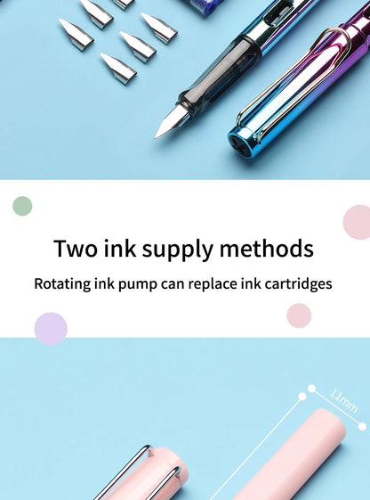 6pcs Calligraphy Pens With Replaceable Ink Bags 0.38mm Fine Dots to Improve Writing and Posture Practice