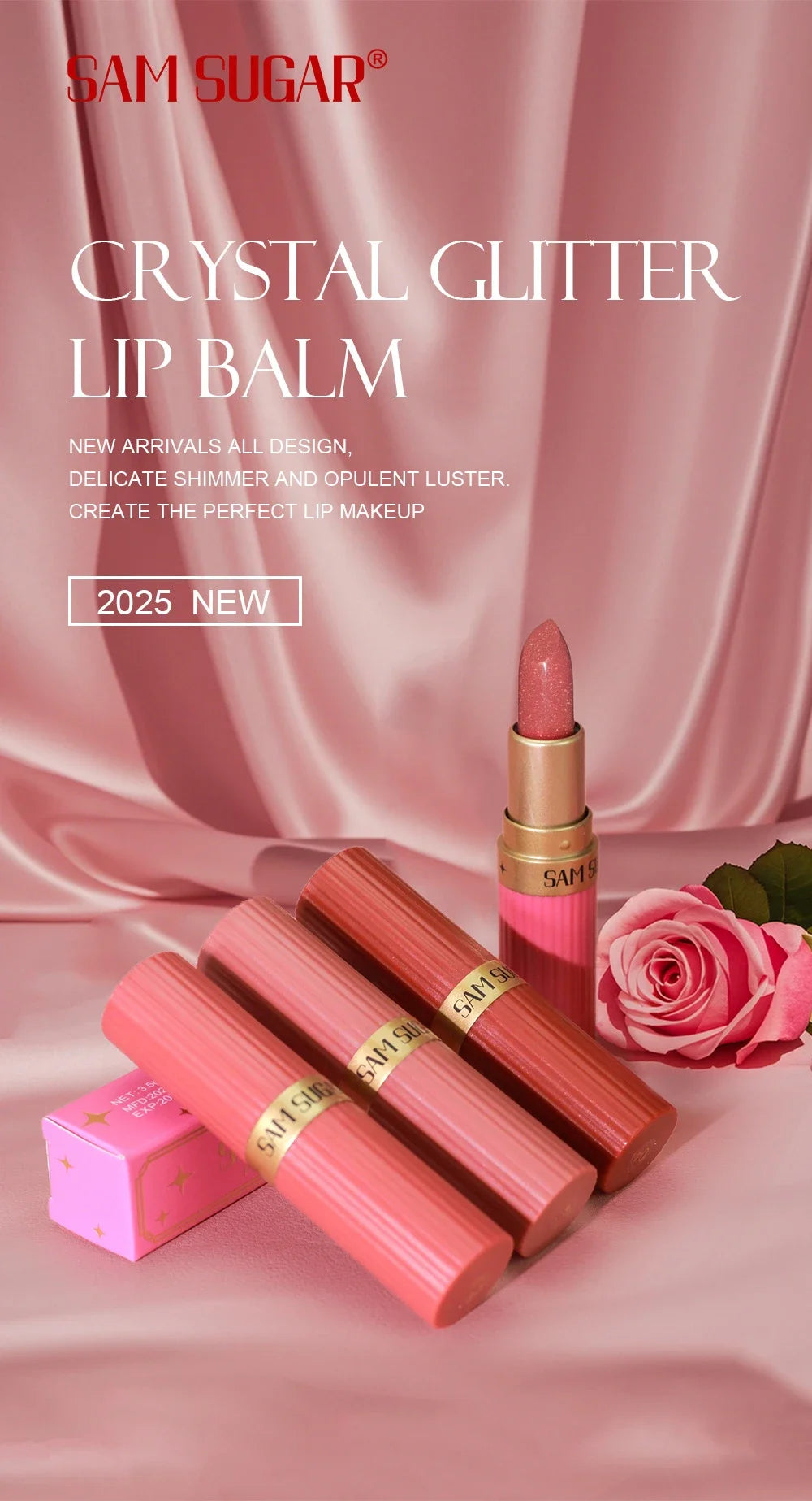 Chocolate Brown Luxurious Metallic Glitter Lipstick Long-Lasting Waterproof Non-Fade Shimmery Pearl Sparkling Lip Gloss Makeup