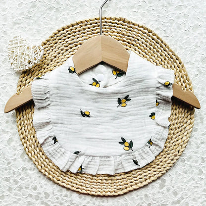 New Spring and Summer Baby Small Floral Bib, Girls' Gauze Ruffle Bib, Cute Baby Drool Towel