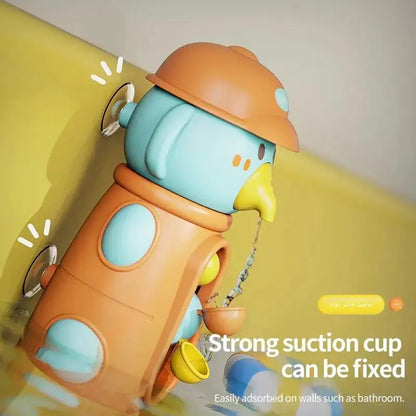 Bath Bathtub Toys for Toddlers 1 2 3 Years Old Duck Rotatable Waterwheel Bathroom Strong Suckers Water Scoop Fun Bath Toys Gifts