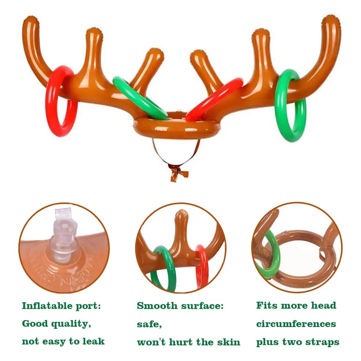 1/2/3pcs Inflatable Reindeer Antler Ring Toss Game Christmas Family Holiday Party Games Outdoor Indoor Ring Toss Xmas Gifts Toys