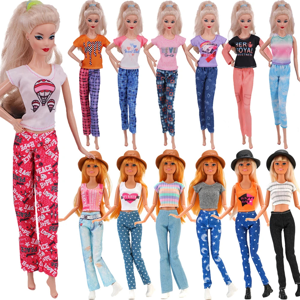 Fashion BJD Doll Clothes Top+pants(+Hats+shoes)Set Fit 30cm Doll&1/6 BJD Doll Clothing Accessories,Toys For Girls Gifts Festival