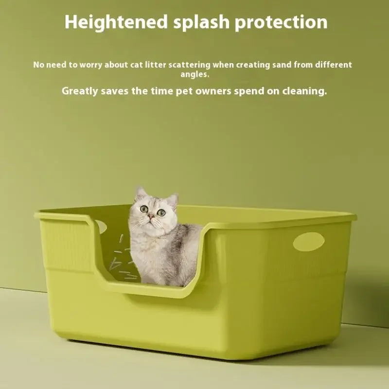 Open-Top Cat Potty Cat Garbage Odor-Resistant Bin Large Capacity Large Size Semi Enclosed Anti-Spla Cat Toilet Pet Supplies