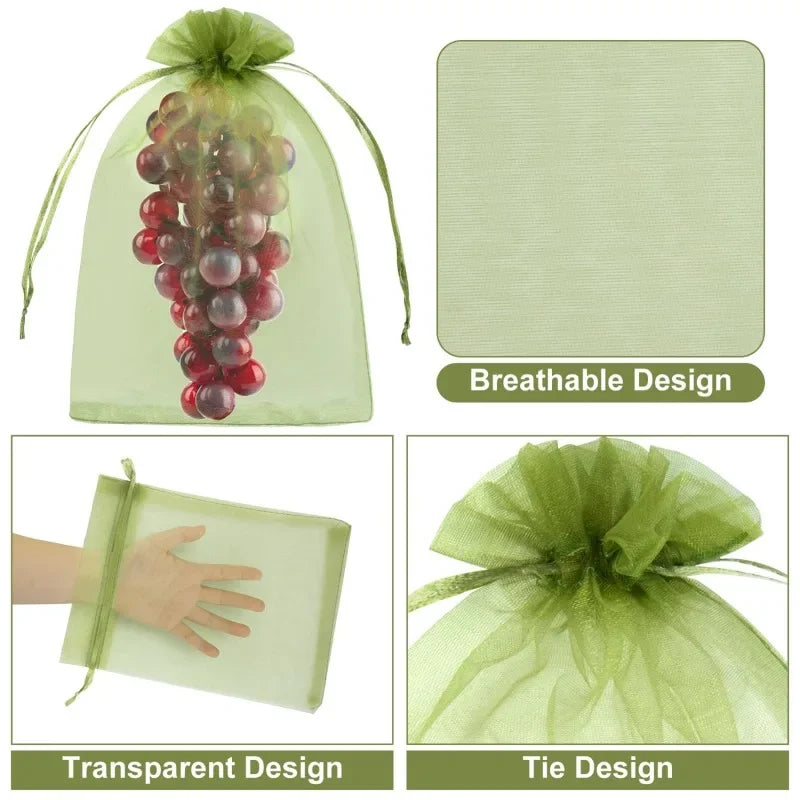 1/5/50/100Pcs Grapes Fruit Protection Bags Pest Control Anti-Bird Garden Netting Bags Mesh Agricultural Tree Garden Tool Bags