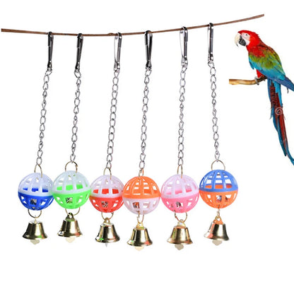 Cute Parrot Toys Pet Bird Parakeet Climb Bite Chew With Hanging Swing Bell Ball Bird Toy Pet Supplies For Parakeet Cockati