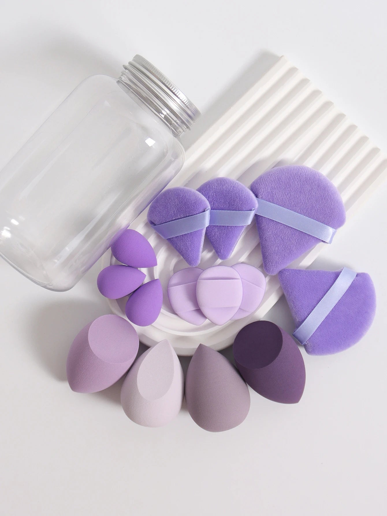 14 Piece Cosmetic Sponge Set, Cosmetic Sponge Finger Puff, Dry and Wet Foundation Make-Up Cosmetic Puff