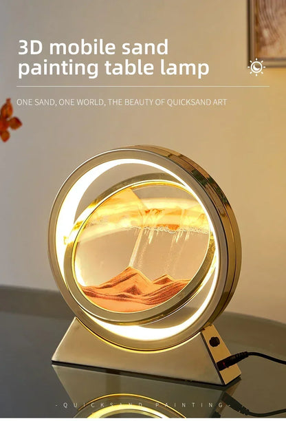 Sandscape Kinetic Sand Art Picture Quicksand Table Lamp Dynamic Liquid Hourglass Moving Sand Painting Flowing Sand Home Decor