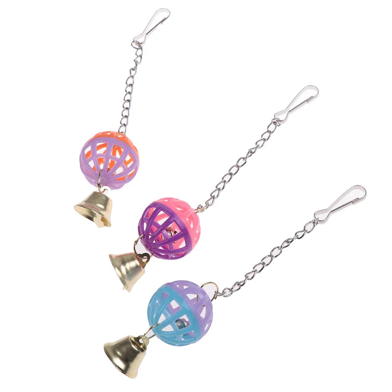 Cute Parrot Toys Pet Bird Parakeet Climb Bite Chew With Hanging Swing Bell Ball Bird Toy Pet Supplies For Parakeet Cockati